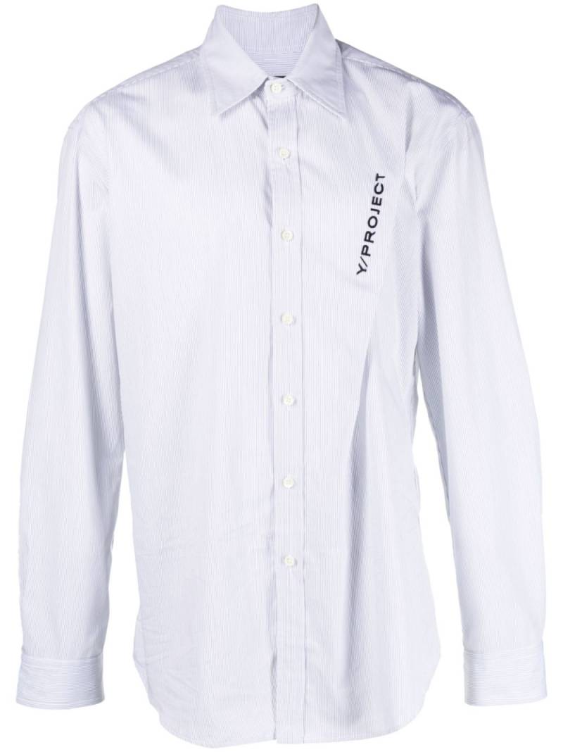 Y/Project logo-embroidered pinched cotton shirt - White von Y/Project