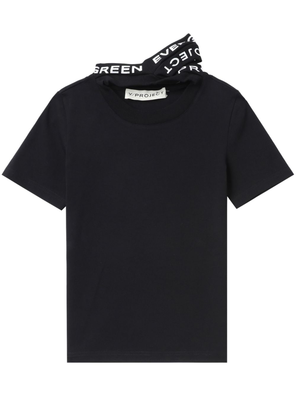 Y/Project logo-print triple-collar T-shirt - Black von Y/Project