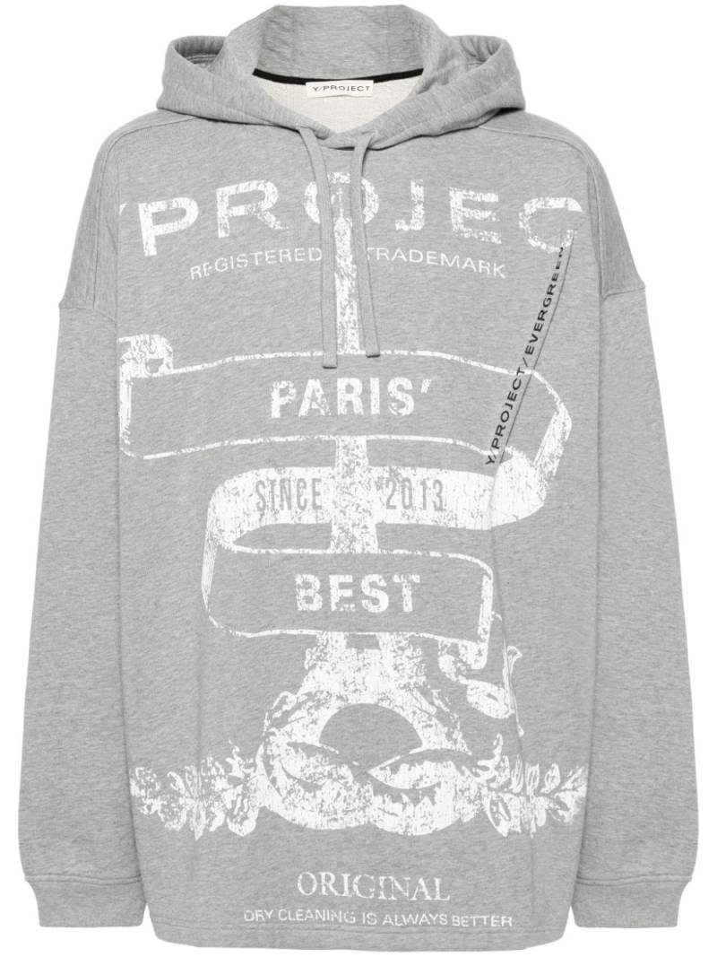 Y/Project logo-printed mélange hoodie - Grey von Y/Project