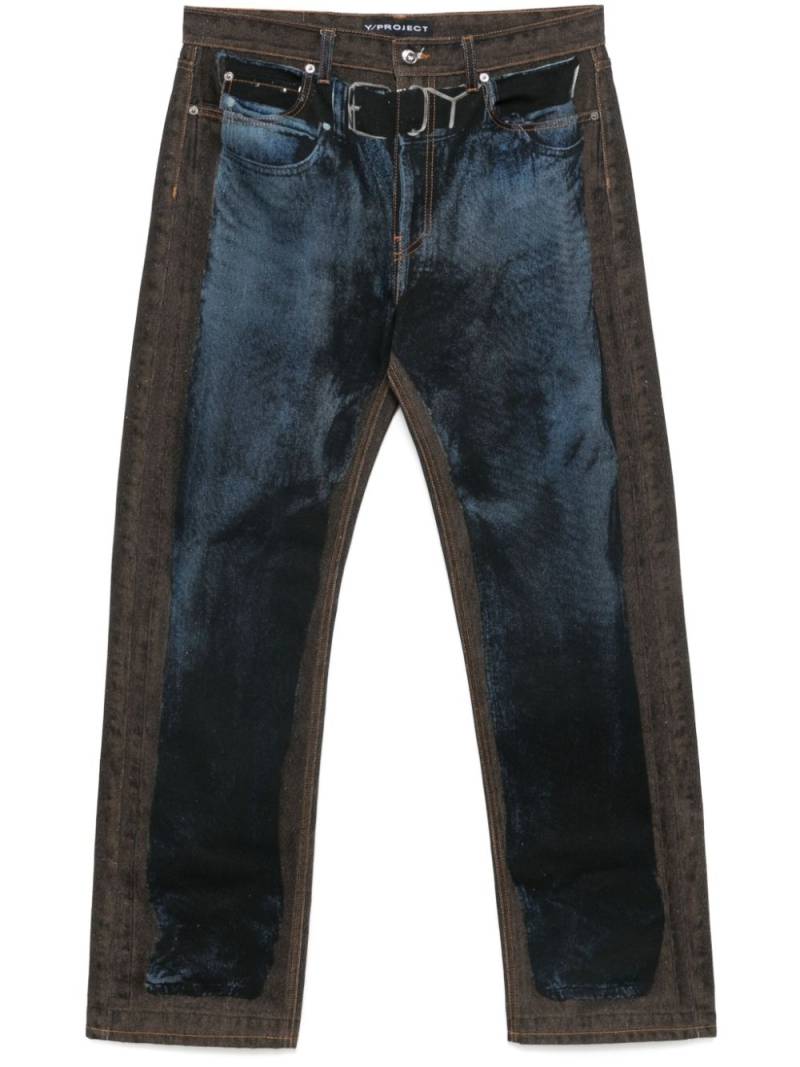 Y/Project trompe l'oeil-print jeans - Blue von Y/Project