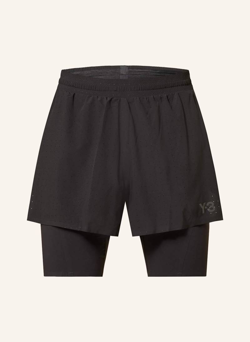 Y-3 2-In-1-Laufshorts schwarz von Y-3