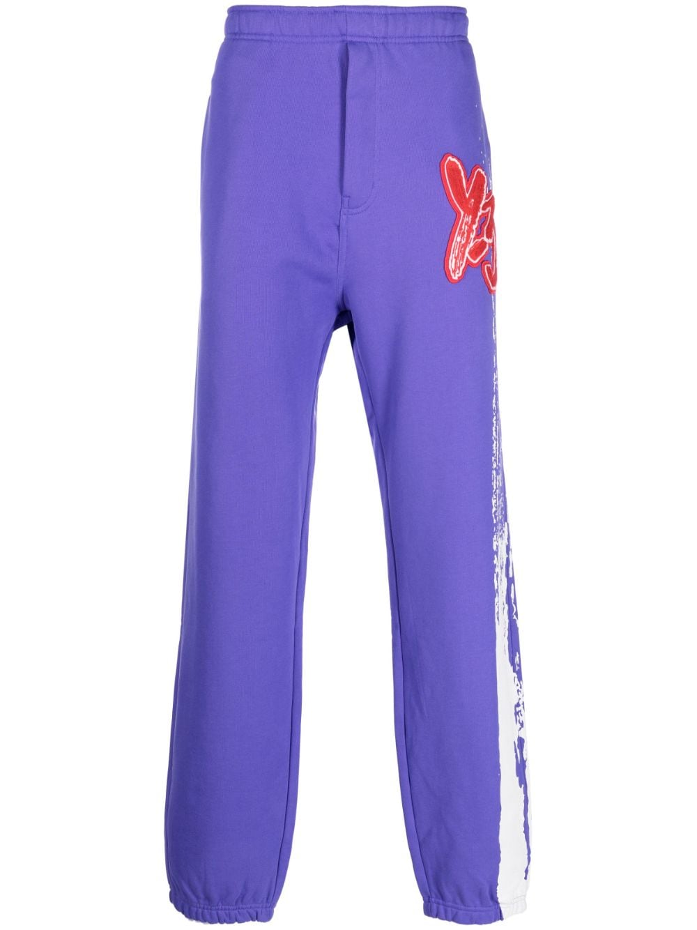Y-3 appliqué-logo organic cotton track pants - Purple von Y-3