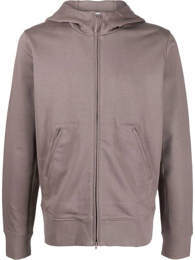 Y-3 zip-up cotton hoodie - Grey von Y-3