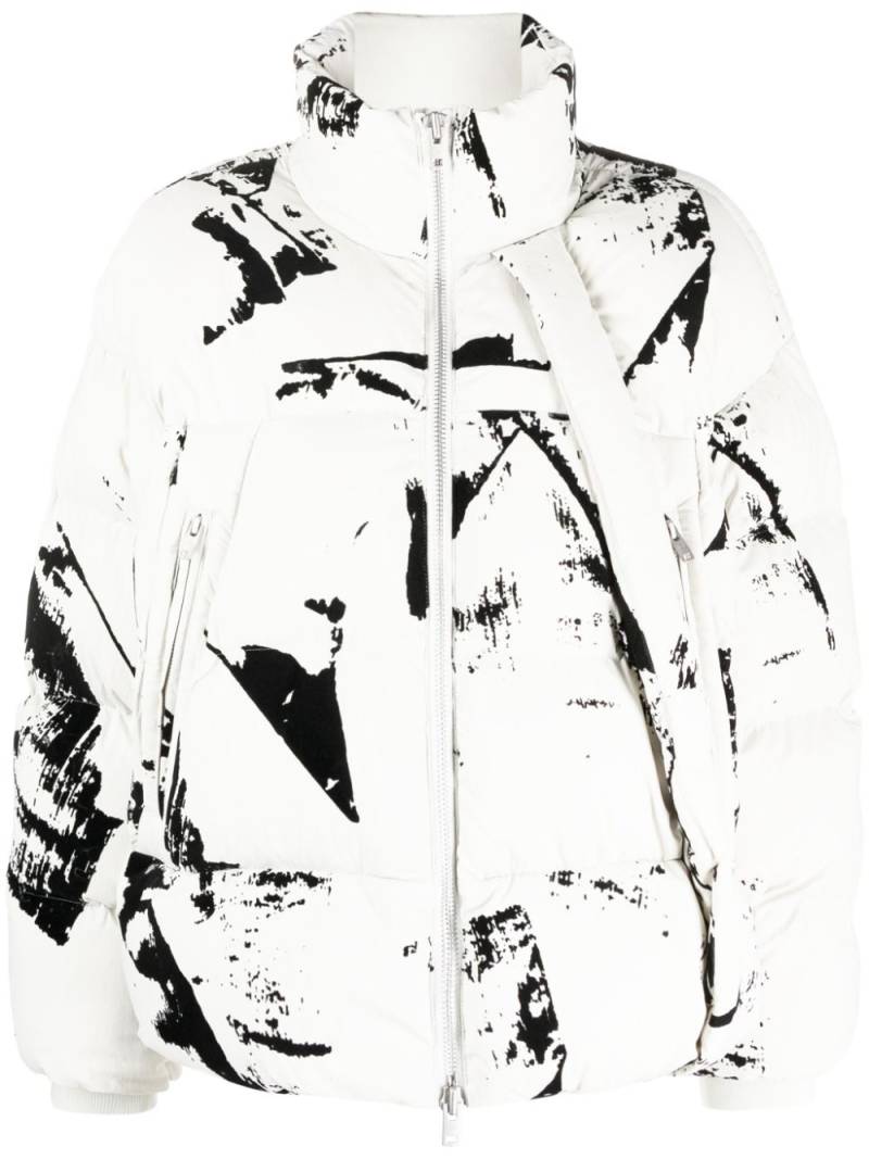 Y-3 paint splatter-print puffer jacket - Neutrals von Y-3