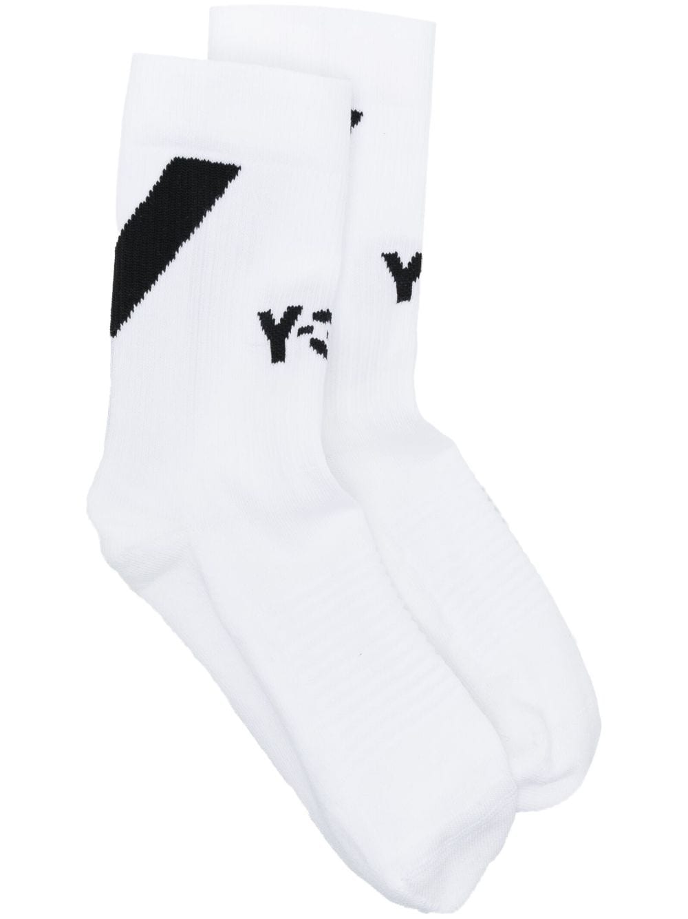 Y-3 intarsia-knit logo socks - White von Y-3