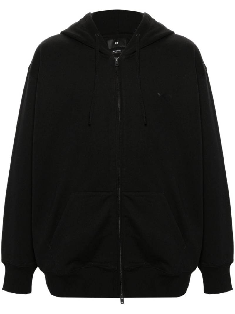 Y-3 logo-appliqué zip-up hoodie - Black von Y-3