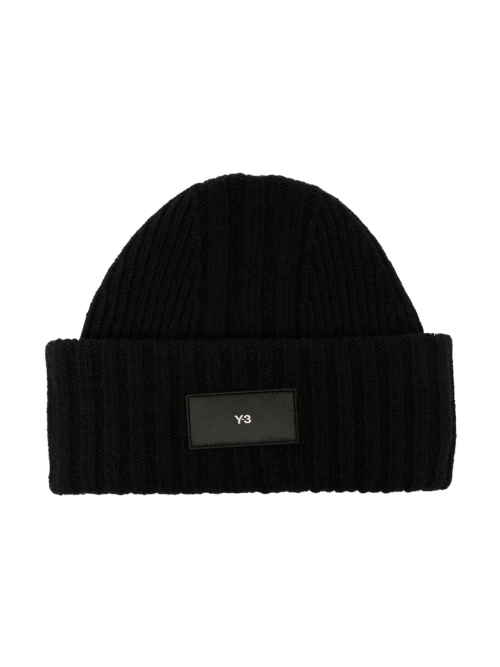 Y-3 logo-patch knitted beanie - Black von Y-3