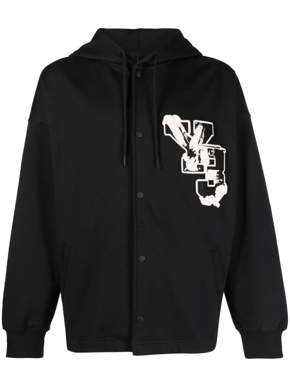 Y-3 logo-patch organic-cotton hoodie - Black von Y-3