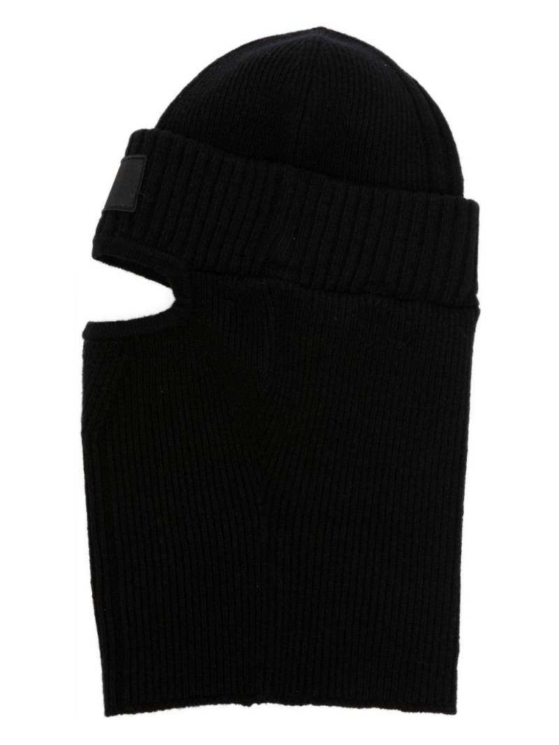 Y-3 logo-patch ribbed-knit balaclava - Black von Y-3