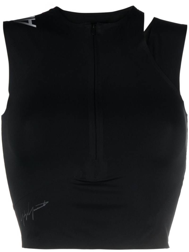 Y-3 logo-print cropped tank top - Black von Y-3