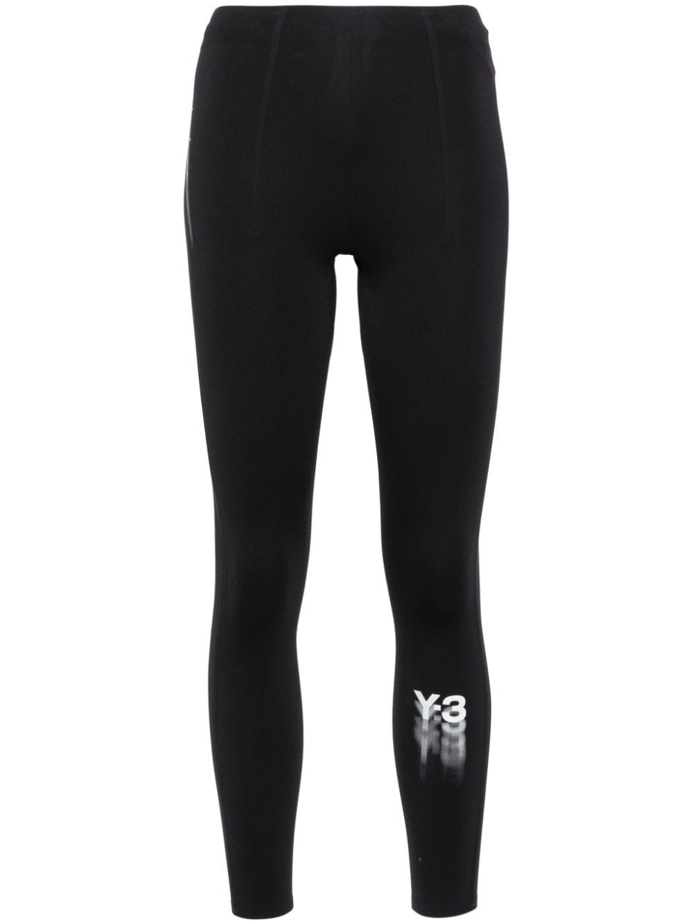 Y-3 logo-print high-waist leggings - Black von Y-3