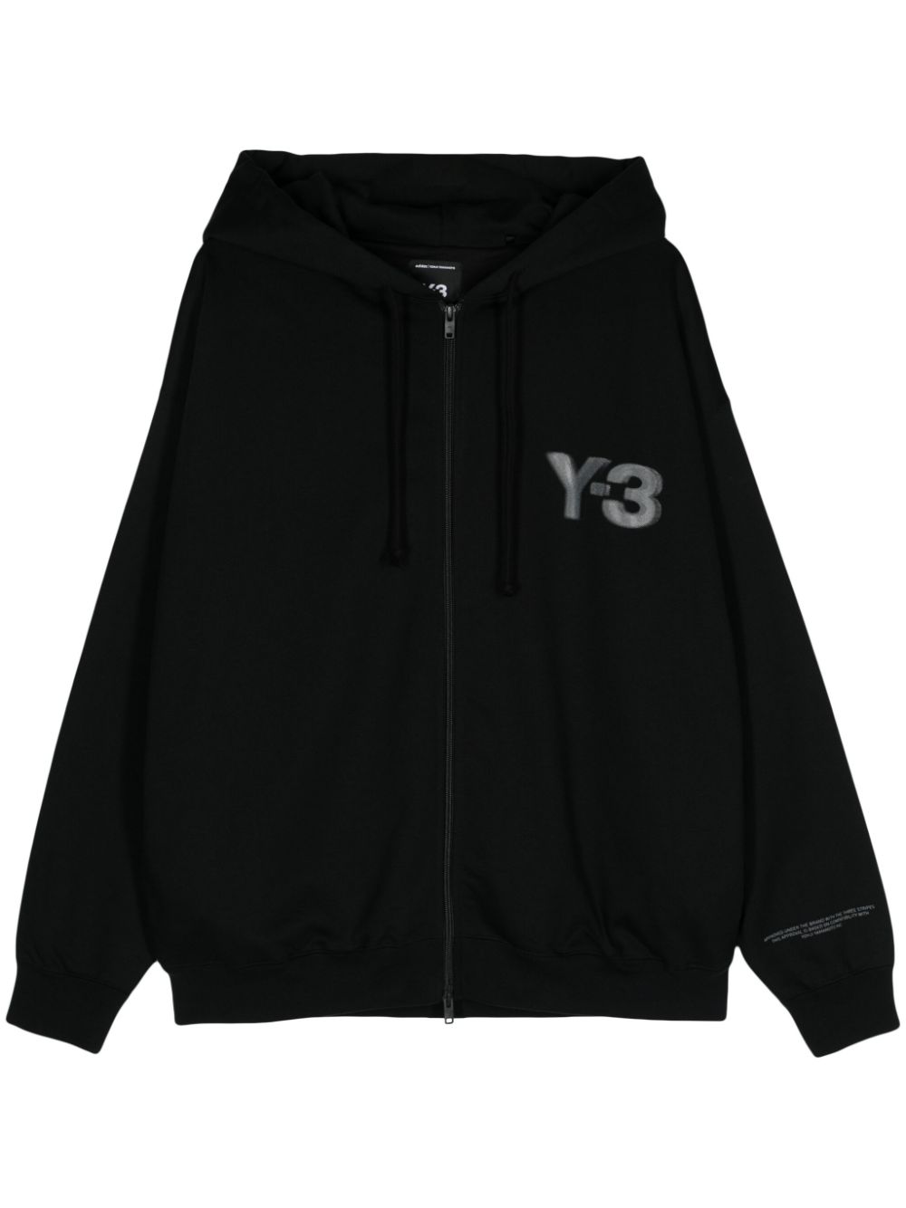 Y-3 logo-print zip-up hoodie - Black von Y-3