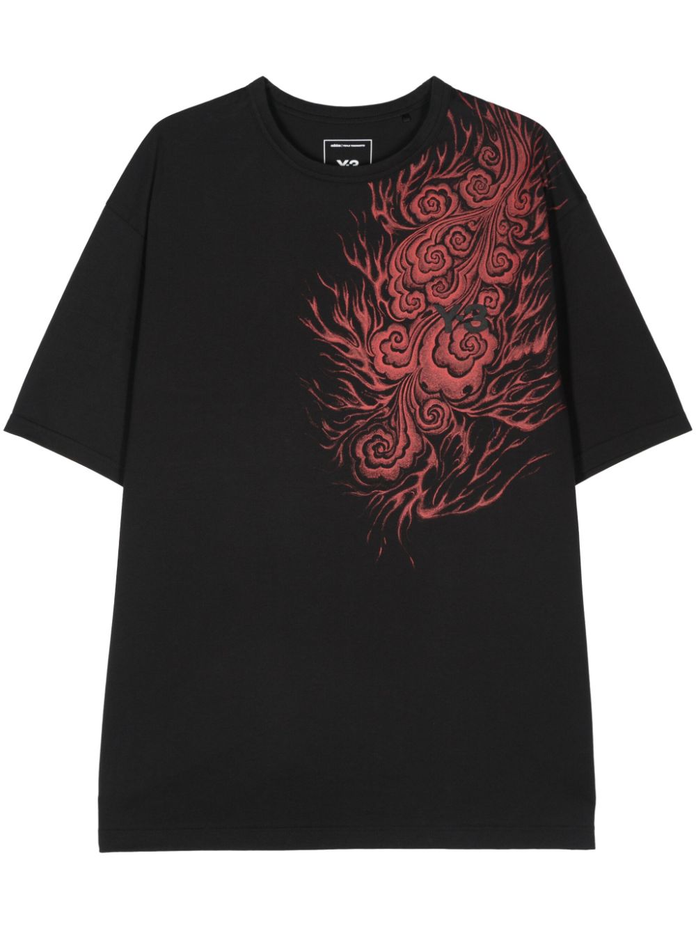 Y-3 x Japanese Football Association flame-print T-shirt - Black von Y-3