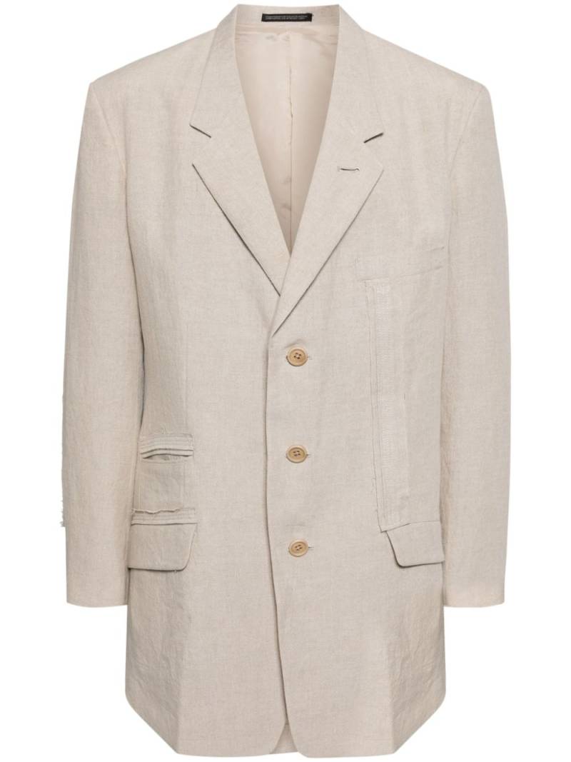 Y's 40 linen triple-stitch panelled jacket - Neutrals von Y's