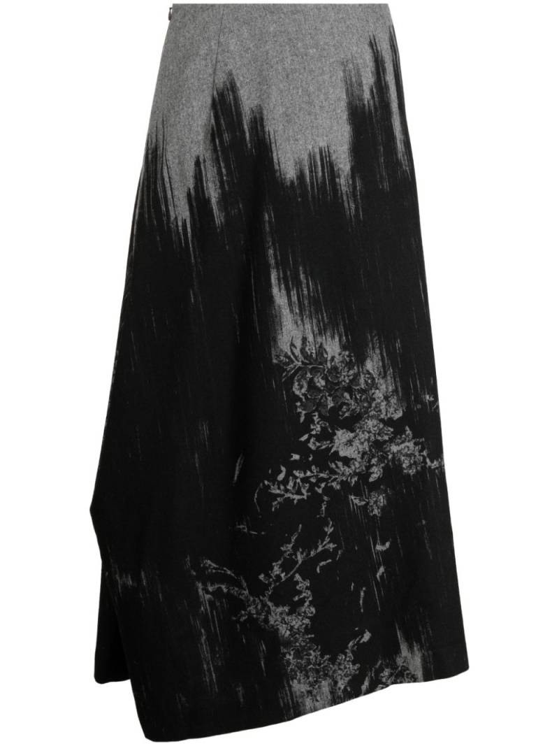 Y's abstract-pattern draped skirt - Black von Y's