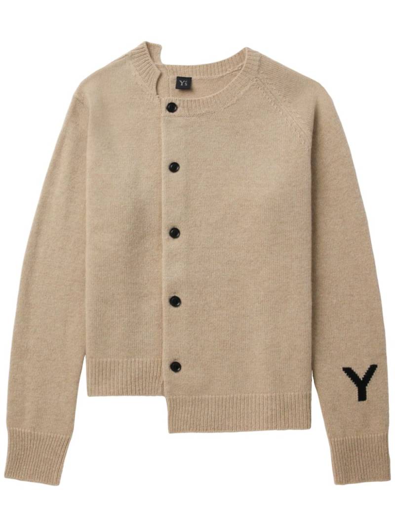 Y's asymmetric wool cardigan - Neutrals von Y's