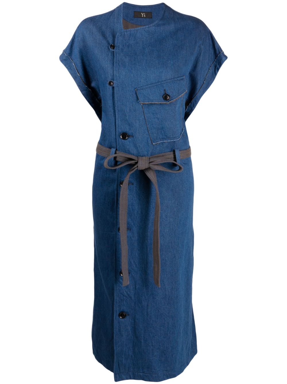 Y's belted-waist twill denim dress - Blue von Y's