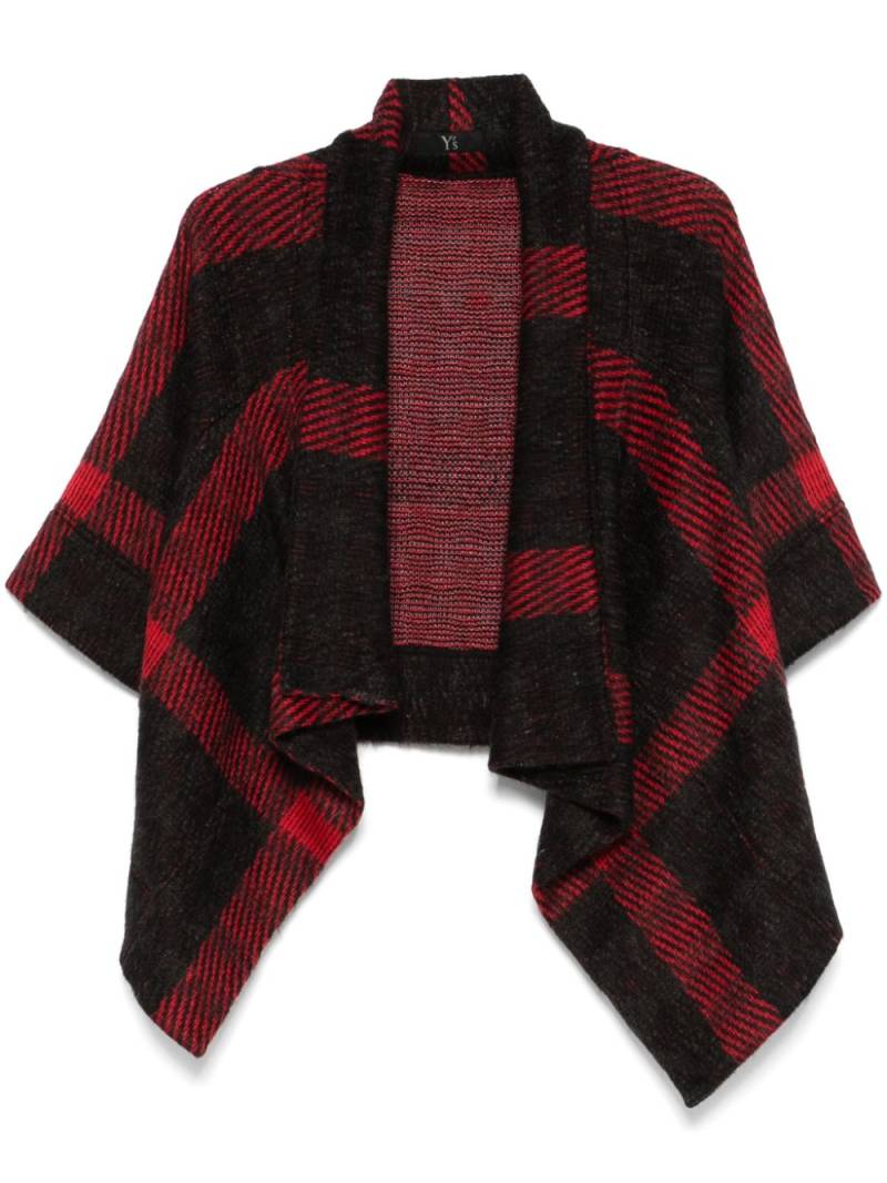 Y's check-pattern poncho - Red von Y's