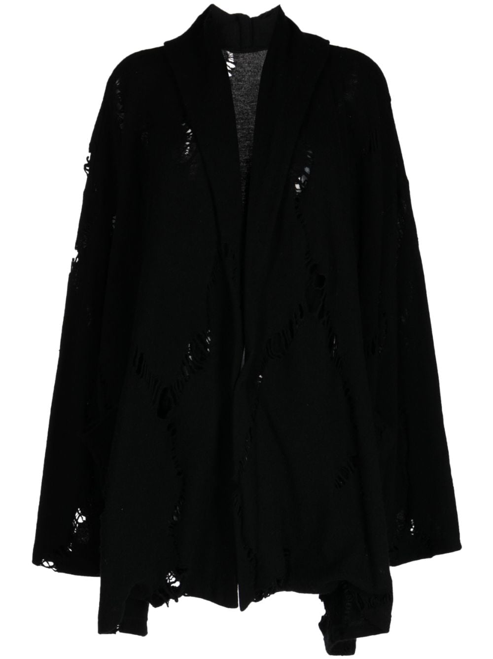 Y's distressed-finish long-sleeve cardigan - Black von Y's