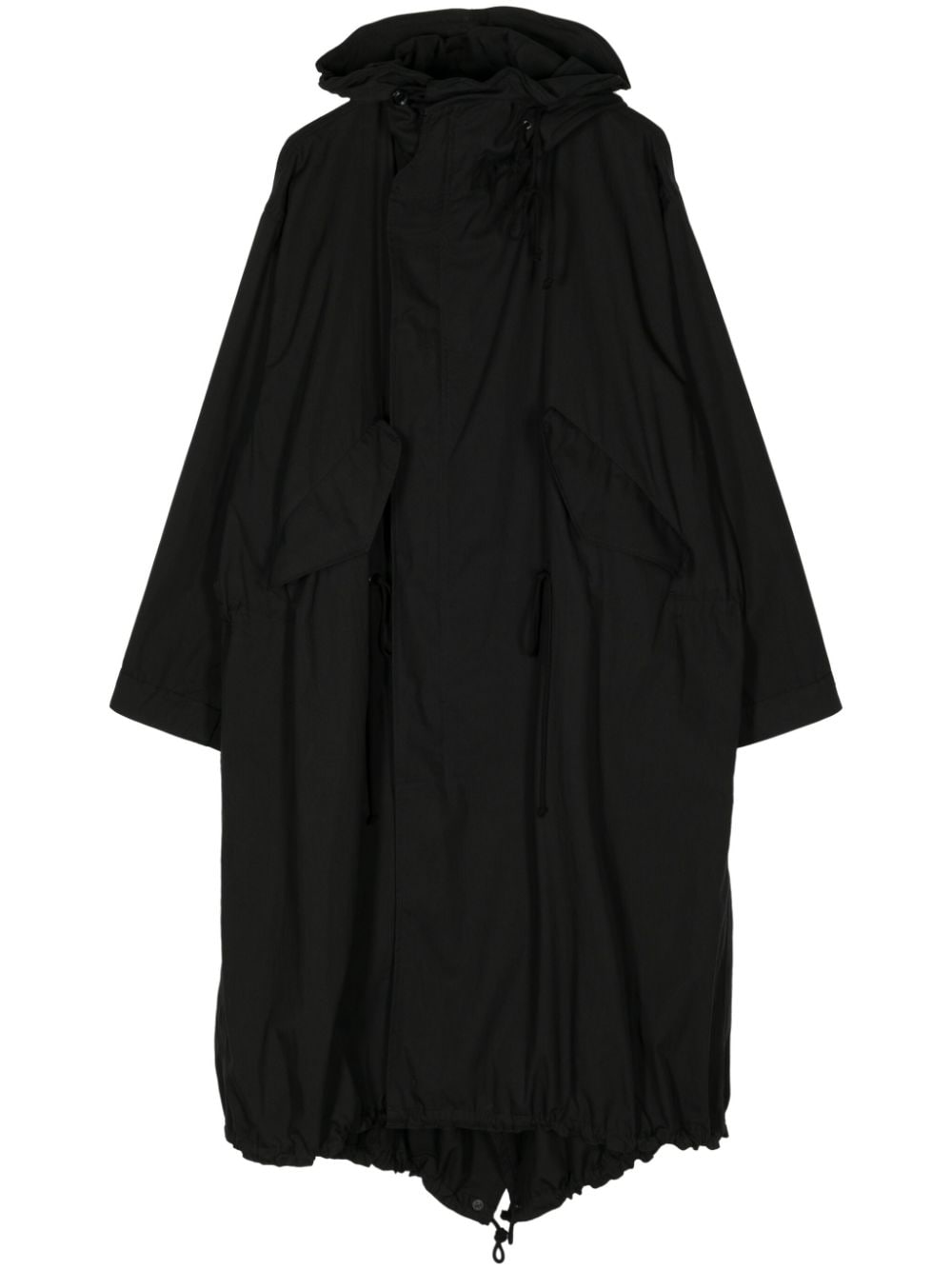 Y's drawstring hooded coat - Black von Y's