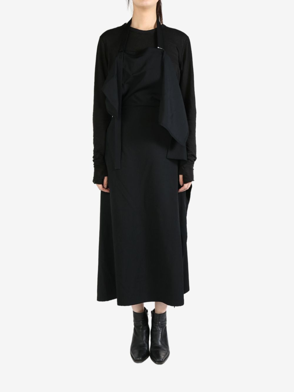 Y's gabardine apron midi dress - Black von Y's