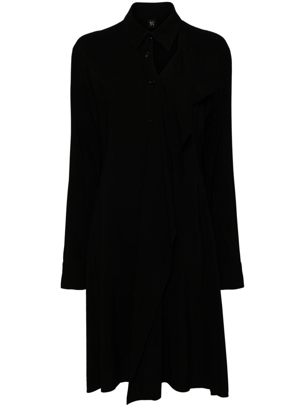 Y's gabardine drape dress - Black