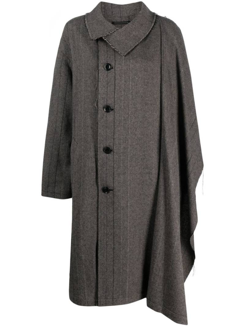 Y's herringbone-pattern asymmetric coat - Grey von Y's