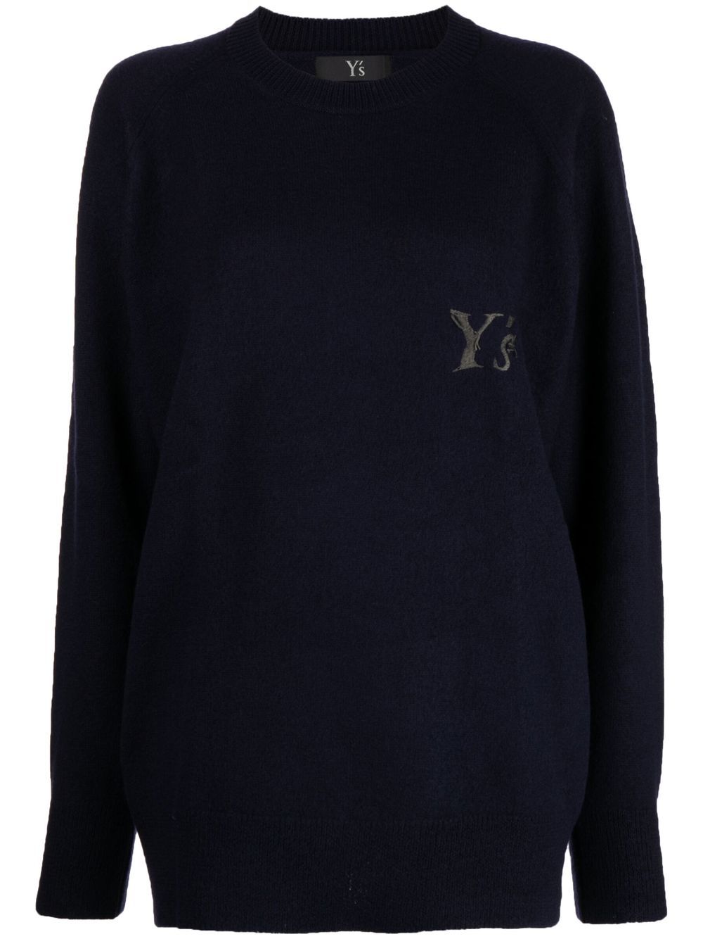 Y's logo-embroidered crew-neck jumper - Blue von Y's