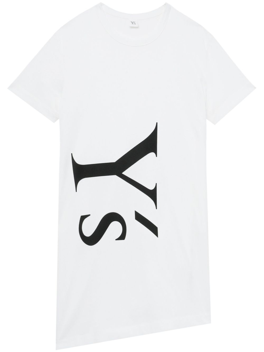 Y's logo-print asymmetric-hem cotton T-shirt - White von Y's