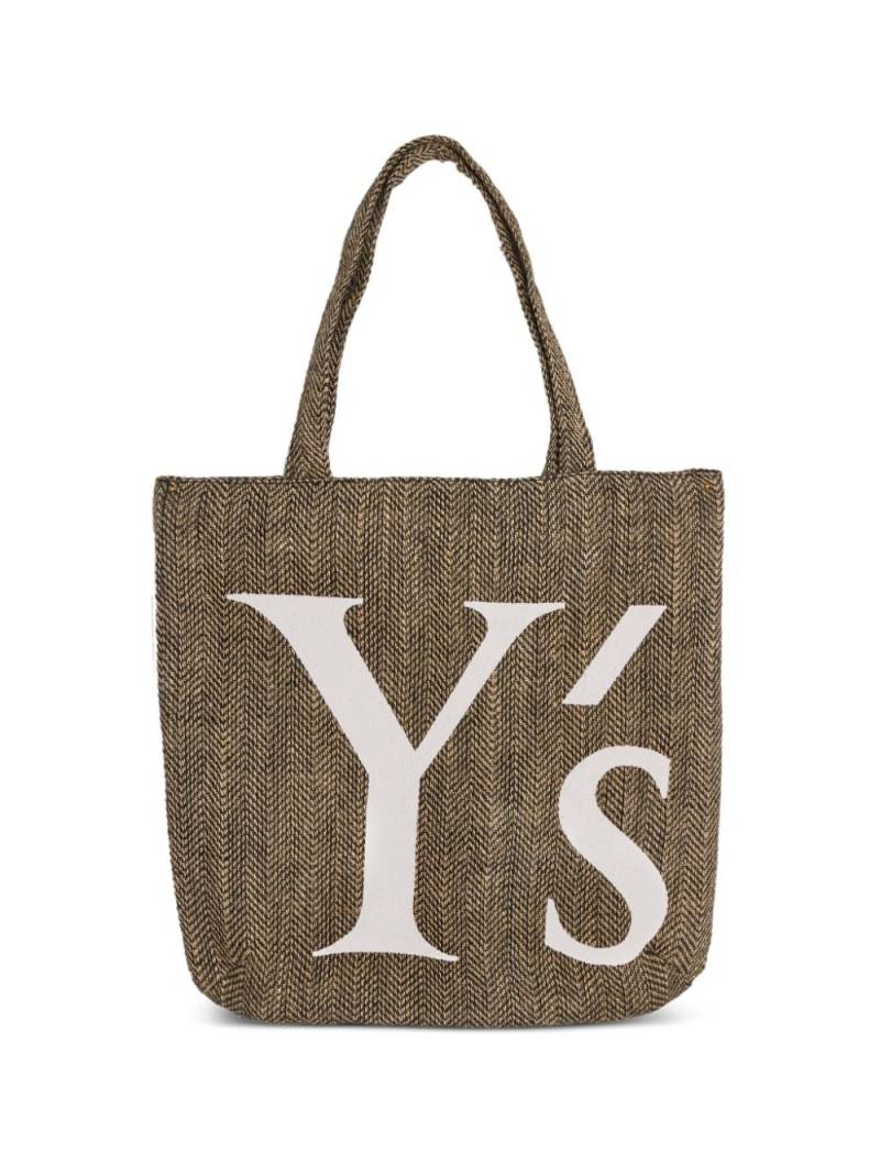 Y's logo-print jute tote bag - Neutrals von Y's