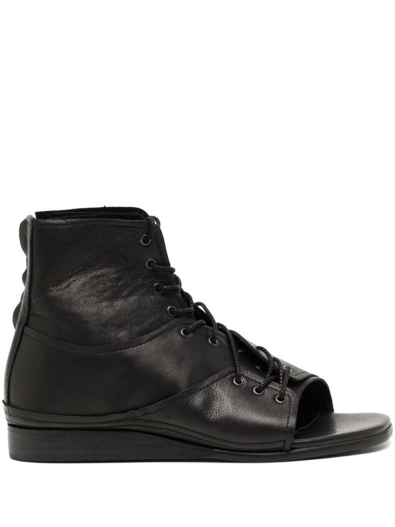 Y's open-toe leather boots - Black von Y's