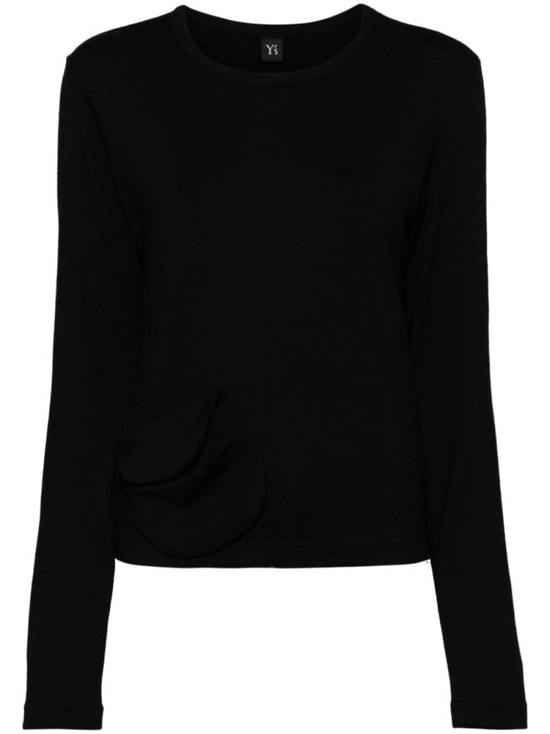 Y's patch pocket wool T-shirt - Black von Y's