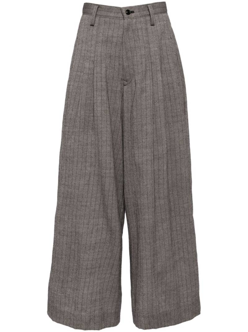 Y's pinstripe wide-leg trousers - Grey von Y's