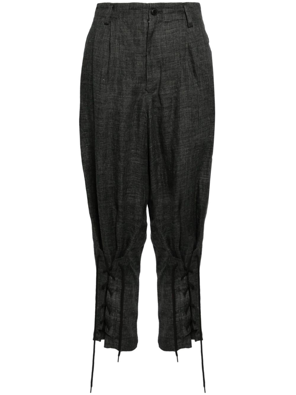 Y's tapered-leg linen trousers - Grey von Y's