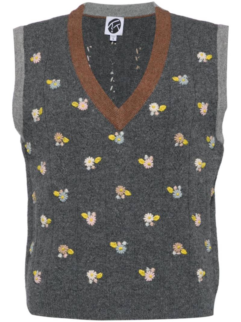 YANYAN KNITS embroidered V-neck vest - Grey von YANYAN KNITS