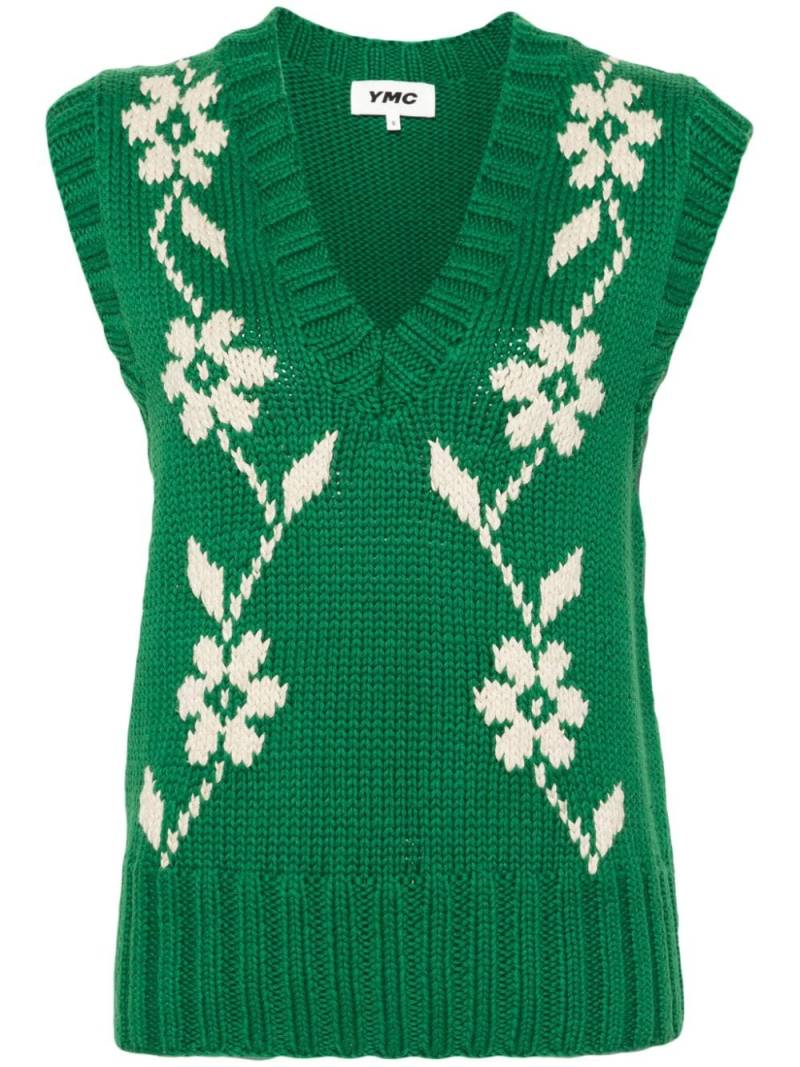 YMC Heidi floral intarsia-knit vest - Green von YMC