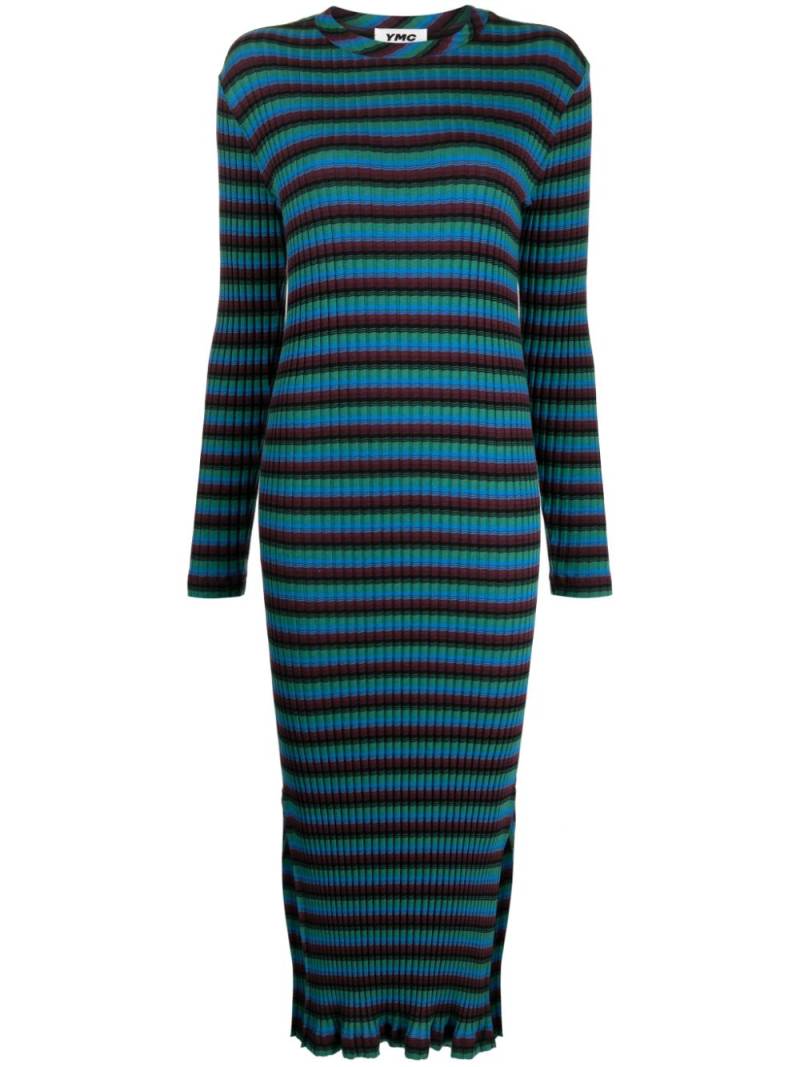 YMC Raindrops striped midi dress - Multicolour von YMC