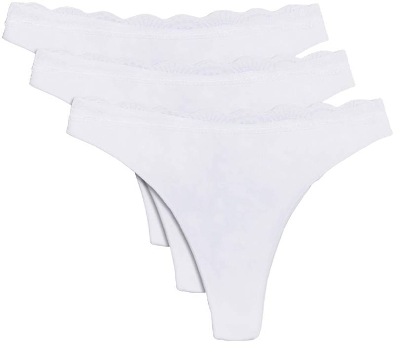 YSABEL MORA Tanga »BASIC COLLECTION COTTON WITH LACE«, (3er Pack), nicht nur bequem, sondern auch romantische Spitzendetails von YSABEL MORA