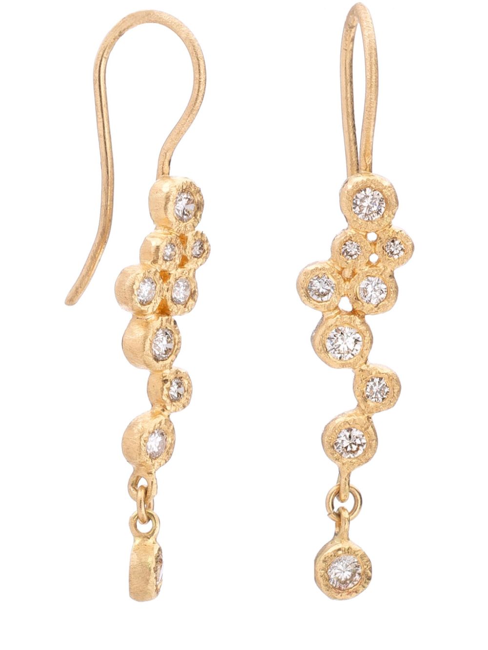 Yasuko Azuma 18kt yellow gold Cluster diamond drop earrings von Yasuko Azuma