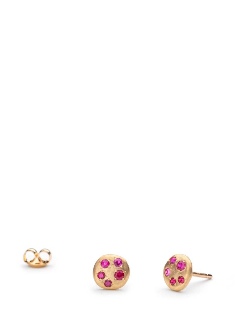 Yasuko Azuma 18kt yellow gold Dew ruby stud earrings von Yasuko Azuma