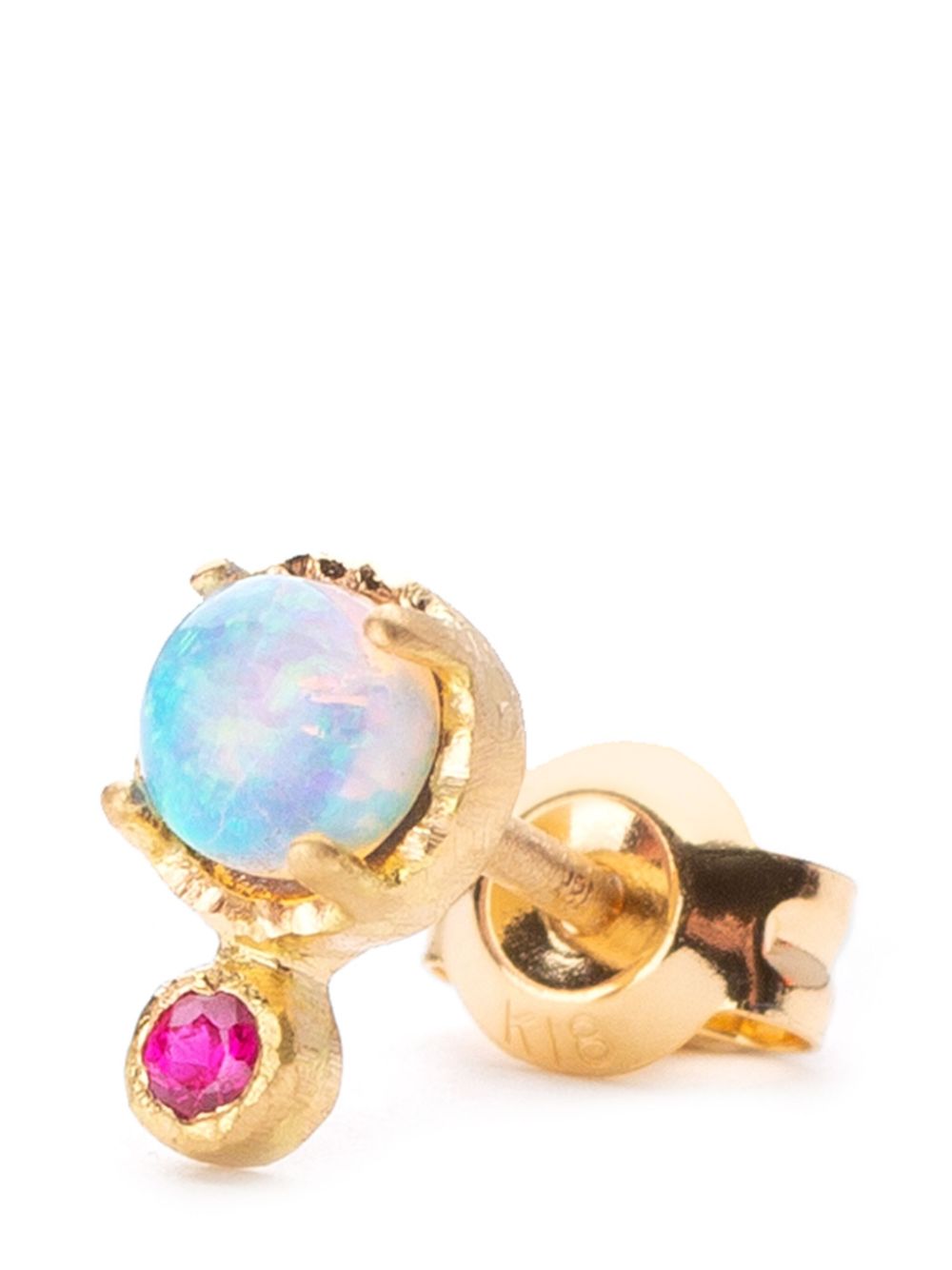 Yasuko Azuma 18kt yellow gold opal and ruby stud earring von Yasuko Azuma