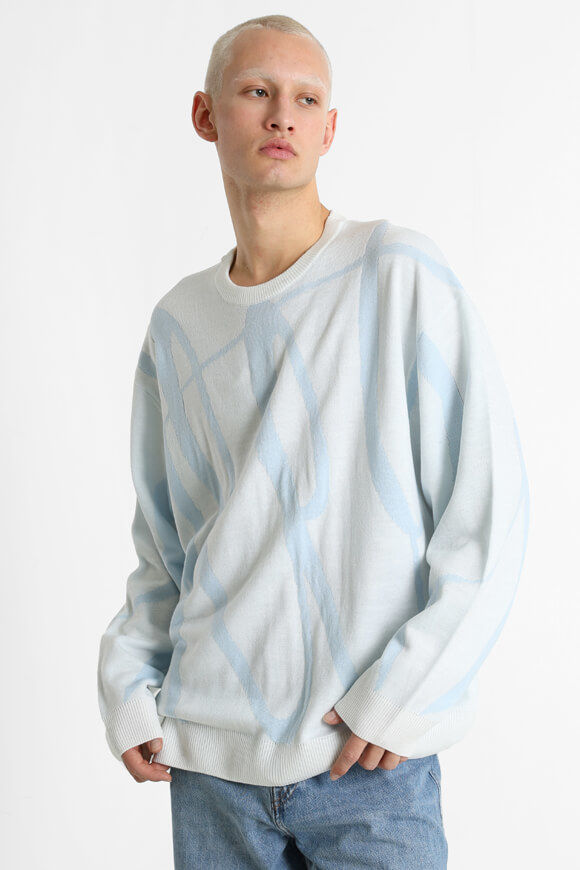 Yeet Feinstrickpullover | Weiss + Hellblau | Herren  | L von Yeet