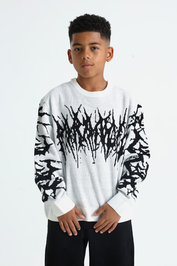 Yeet Oversize Feinstrickpullover | Weiss + Schwarz | Jungen  | 10 von Yeet