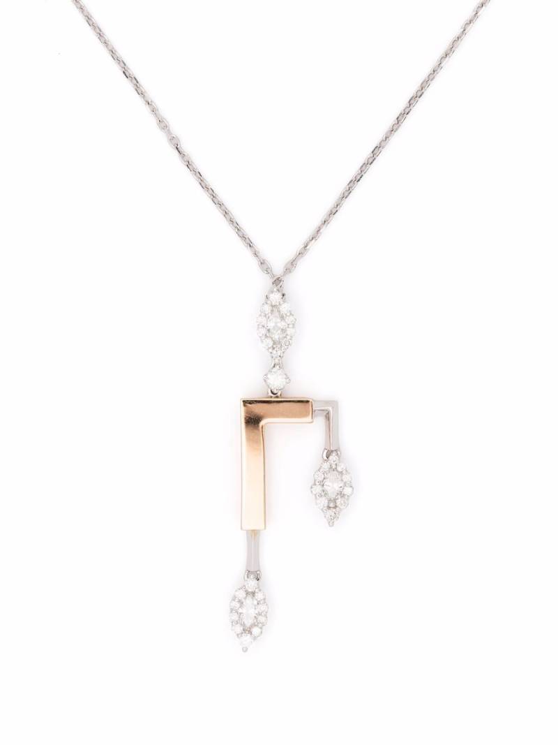 Yeprem 18kt gold diamond structured pendant necklace - Silver von Yeprem