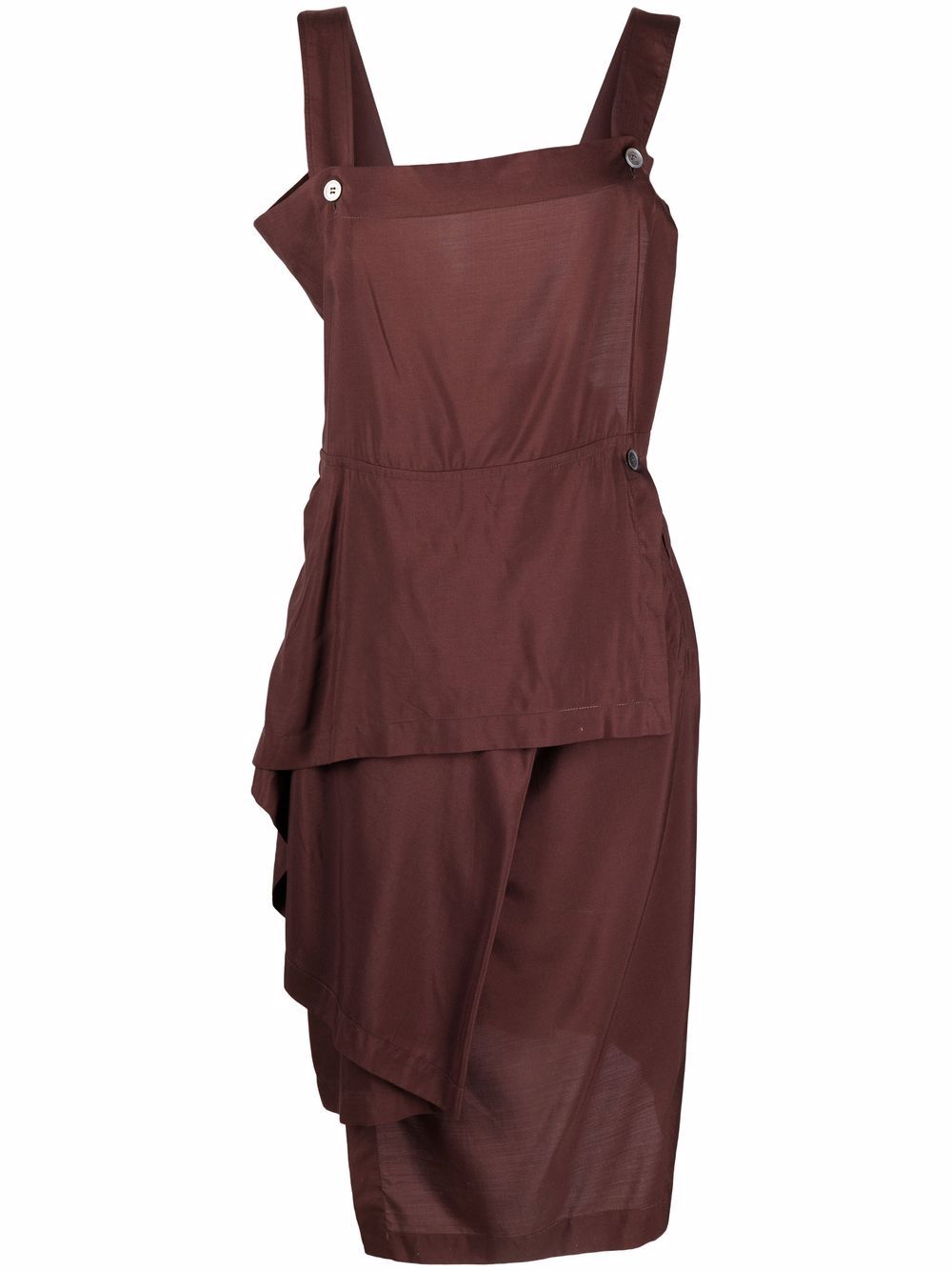 Yohji Yamamoto Pre-Owned 1990s panelled ruffled dress - Brown von Yohji Yamamoto Pre-Owned