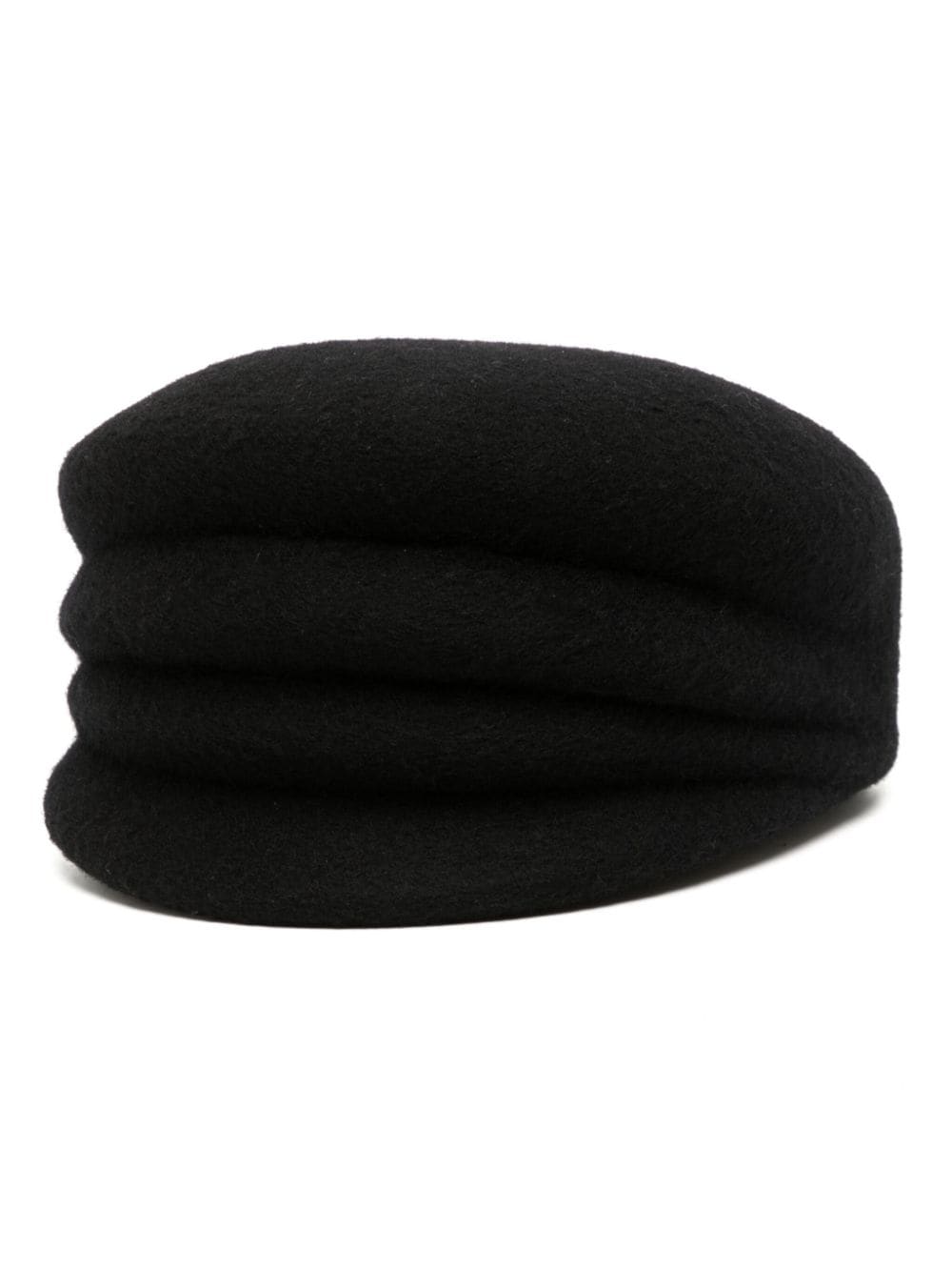 Yohji Yamamoto 3-Fold wool hunting cap - Black von Yohji Yamamoto