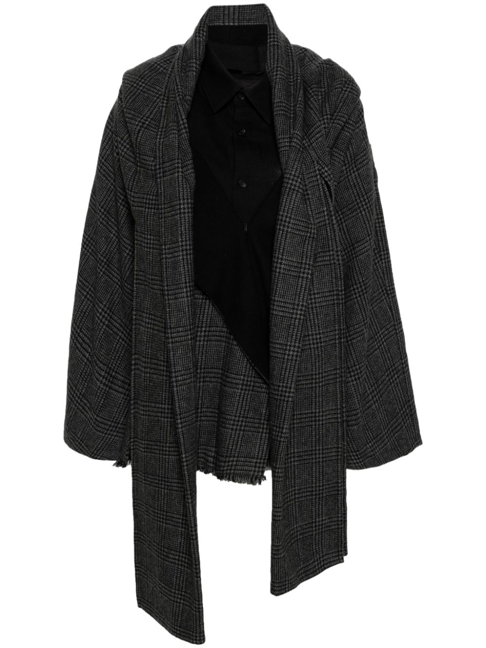 Yohji Yamamoto Combination plaid check-pattern coat - Grey von Yohji Yamamoto