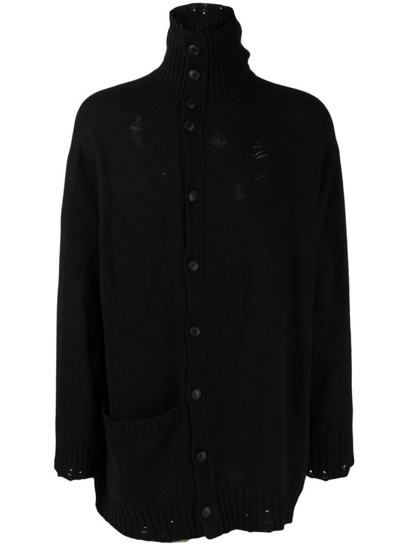 Yohji Yamamoto Drop Needle Turtleneck knitted cardigan - Black von Yohji Yamamoto