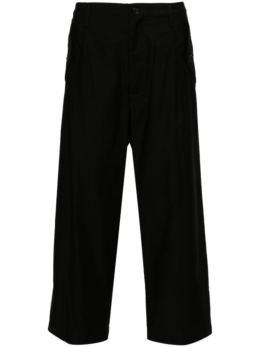 Yohji Yamamoto M-Front 1 Tuck cropped trousers - Black von Yohji Yamamoto