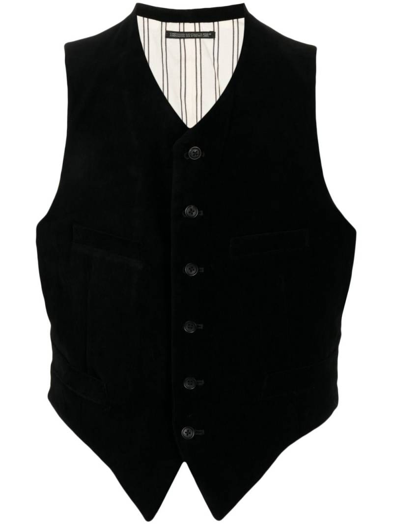 Yohji Yamamoto V-neck button-up waistcoat - Black von Yohji Yamamoto